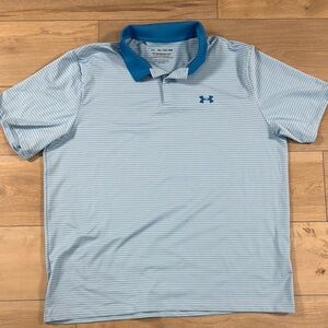 Under Armour Men's Big & Tall Classic Fit Performance Blue Striped Polo Shirt